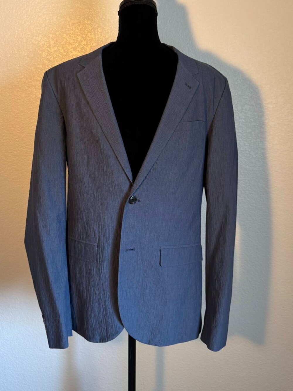 Armani Exchange Blue Cotton Blazer